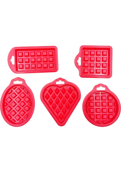 2 Takım Gıda Sınıfı Silikon Waffle Kalıp Mutfak Kek Seti Pişirme Malzemeleri (Kırmızı) (Yurt Dışından)