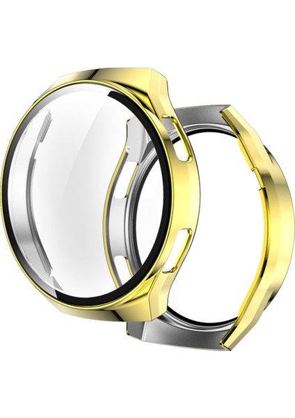 For Huawei Watch GT2E 2 In 1 Tempered Glass Screen Protector + Fully Plating Pc Case(Golden) (Yurt Dışından)