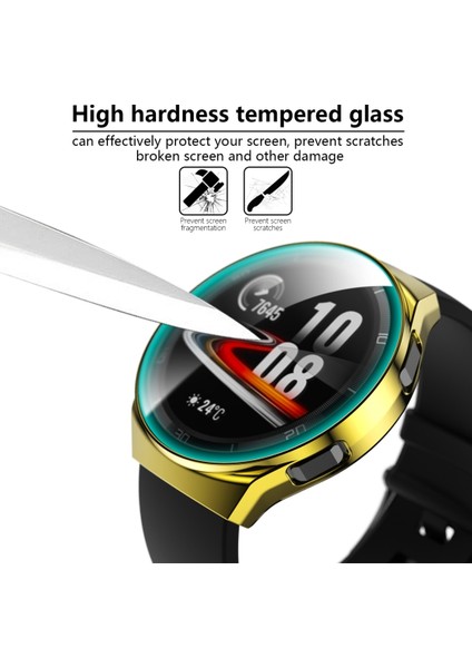 For Huawei Watch GT2E 2 In 1 Tempered Glass Screen Protector + Fully Plating Pc Case(Golden) (Yurt Dışından) modelleri