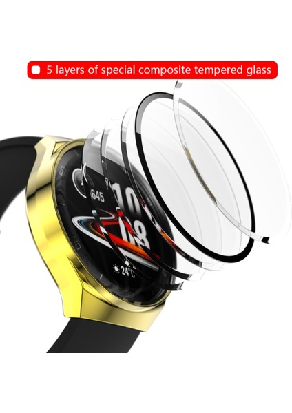 For Huawei Watch GT2E 2 In 1 Tempered Glass Screen Protector + Fully Plating Pc Case(Golden) (Yurt Dışından) fırsatları