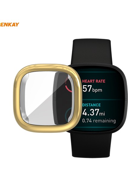 For Fitbit Versa 3 / Fitbit Sense Enkay Hat-Prince ENK-AC8208 Full Coverage Electroplate Tpu Soft Case(Gold) (Yurt Dışından)