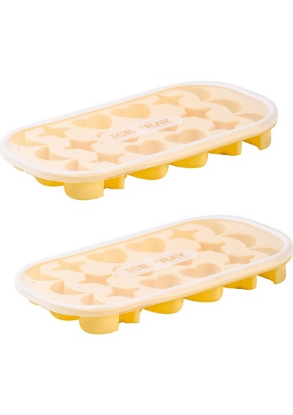 2 Adet 18 Izgara Ev Yumuşak Alt Silikon Buz Makinesi Kapaklı (Limon Sarı) (Yurt Dışından)