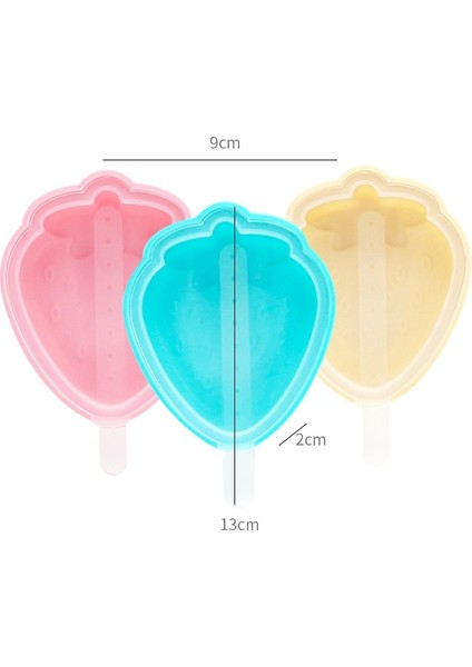 3 1 Yaz Silikon Popsicle Kalıp Dondurma Kalıp Dıy Kalıp Seti (Çilek Şekli) (Yurt Dışından)