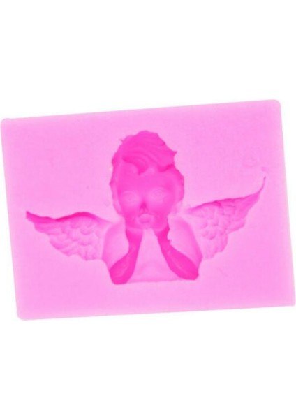 2 Adet Melek Şekli Fondan Kek Silikon Kalıp Aroma Yumuşak Kil Kil Alçı Plastik Dekorasyon (Pembe) (Yurt Dışından)