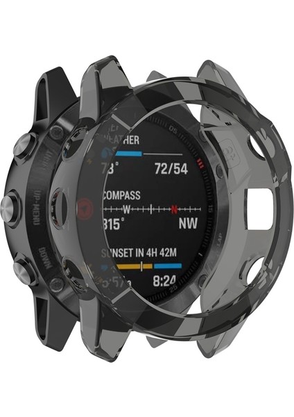 Garmin Fenix ​​6/6 Pro Akıllı Izle Yarım Kapsama Tpu Koruyucu Kılıf (Şeffaf Siyah) (Yurt Dışından)