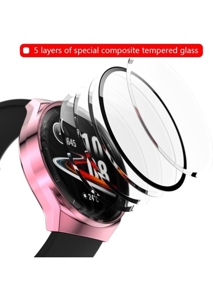 For Huawei Watch GT2E 2 In 1 Tempered Glass Screen Protector + Fully Plating Pc Case(Pink) (Yurt Dışından) fırsatları