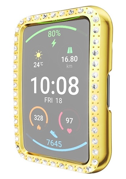 For Huawei Watch Fit Single Row Diamond Pc Protective Case Cover(Gold) (Yurt Dışından)