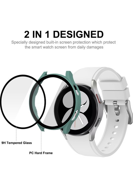 Pc Case + Glass Film For Samsung Galaxy Watch4 44MM(GREEN) (Yurt Dışından)