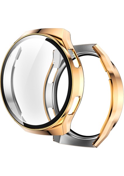 For Huawei Watch GT2E 2 In 1 Tempered Glass Screen Protector + Fully Plating Pc Case(Rose Gold) (Yurt Dışından)