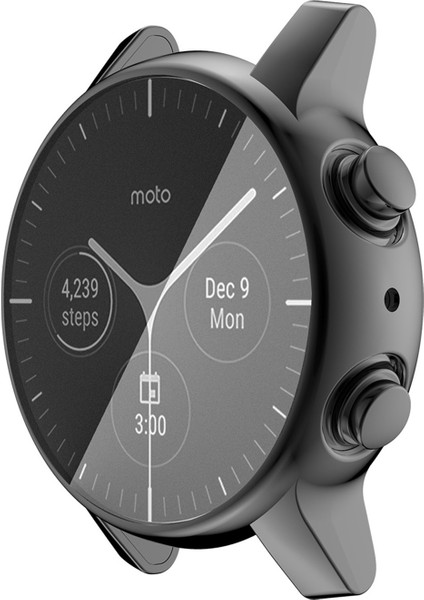 Motorola Moto 360 (3rd Gen) Enkay Hat-Prens Tam Kapsama Elektrolizle Tpu Yumuşak Kılıf (Siyah) (Yurt Dışından)