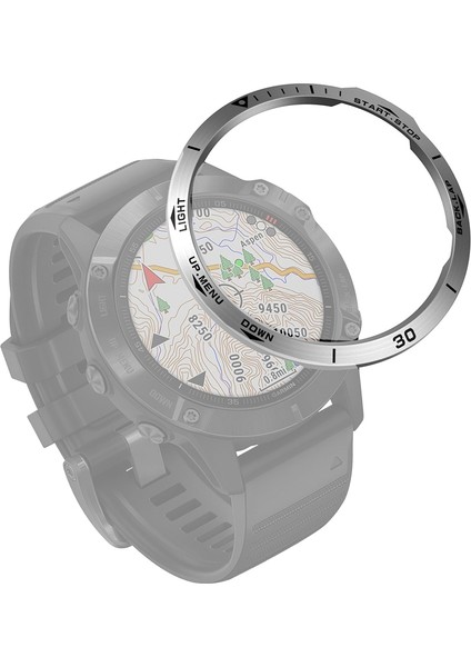 Garmin Fenix ​​6/6 Pro / 6 Safir Akıllı Izle Çelik Çelik Çelik Yüzük, Bir Sürüm (Gümüş Yüzük Siyah Mektubu) (Yurt Dışından)