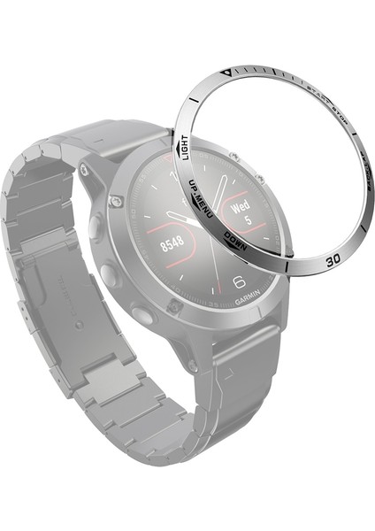 Garmin Fenix ​​5 Akıllı Izle Çelik Çelik Çelik Yüzük, Bir Sürüm (Gümüş Yüzük Siyah Mektubu) (Yurt Dışından)