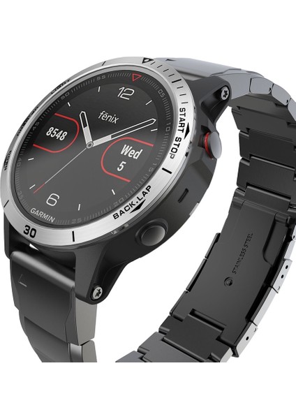 Garmin Fenix ​​5 Akıllı Izle Çelik Çelik Çelik Yüzük, Bir Sürüm (Gümüş Yüzük Siyah Mektubu) (Yurt Dışından) modelleri
