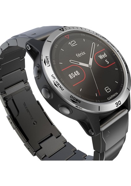 Garmin Fenix ​​5 Akıllı Izle Çelik Çelik Çelik Yüzük, Bir Sürüm (Gümüş Yüzük Siyah Mektubu) (Yurt Dışından) fırsatları