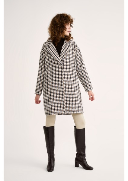 Kazayağı Desenli Kaban - Kahve modelleri