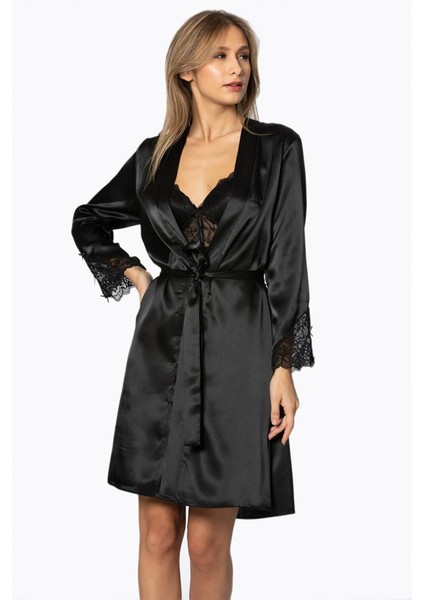 4300 Ikili Saten Gecelik - Sabahlık Takımı