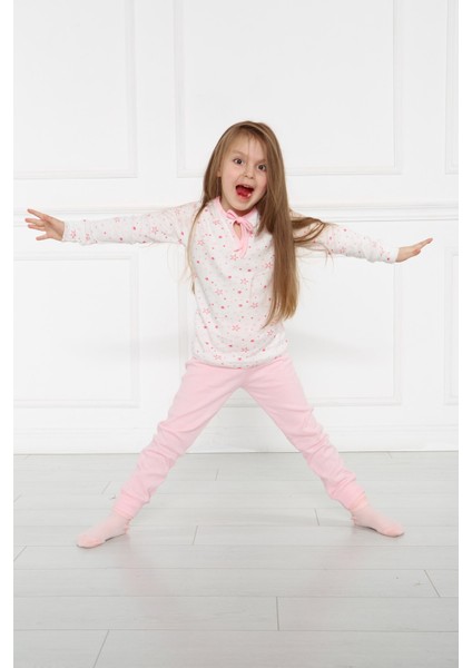 Kız Çocuk Pembe Yıldız Pijama Takımı Gecelik