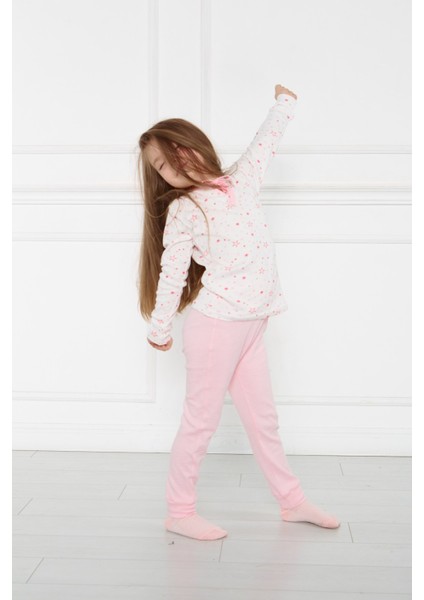 Kız Çocuk Pembe Yıldız Pijama Takımı Gecelik