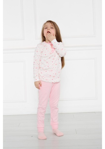 Kız Çocuk Pembe Yıldız Pijama Takımı Gecelik