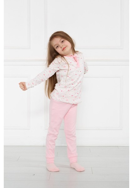 Kız Çocuk Pembe Yıldız Pijama Takımı Gecelik