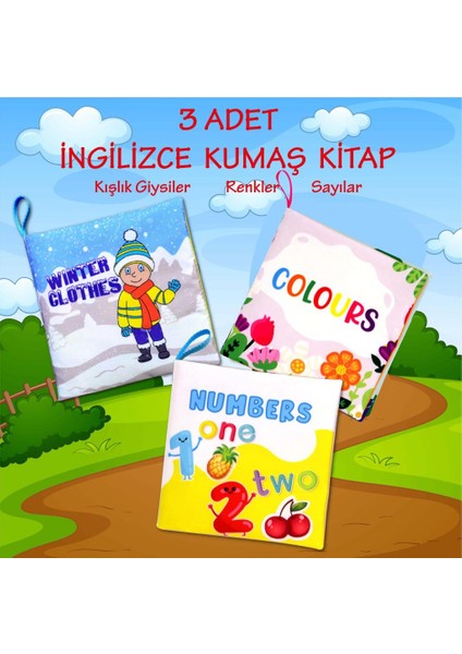 3 Kitap Tox Ingilizce Kışlık Giysiler , Renkler ve Rakamlar Kumaş Sessiz Kitap E124 E129 E128 - Bez Kitap , Eğitici Oyuncak , Yumuşak ve Hışırtılı