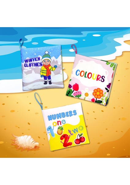 3 Kitap Tox Ingilizce Kışlık Giysiler , Renkler ve Rakamlar Kumaş Sessiz Kitap E124 E129 E128 - Bez Kitap , Eğitici Oyuncak , Yumuşak ve Hışırtılı