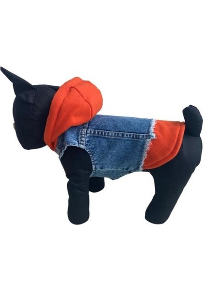 Küçük Irk Köpek Için Turuncu Sweatshirt Jean Yelek