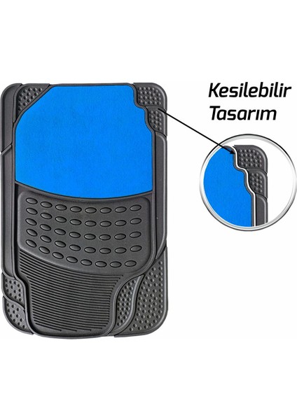 Oto Paspas Halılı Badem Desenli Siyah Mavi Universal