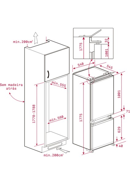 - Cı3 330 Nf - Ankastre Kombi Buzdolabı - 275 Lt - 54 cm - 113570004