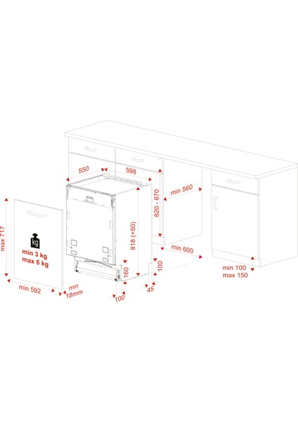 DFI 46700 Tam Ankastre Dijital Ekranlı Bulaşık Makinesi 7 Programlı 14 Kişilik 60 cm 114270022 - 114270009