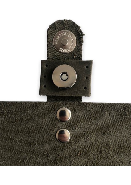 Deri Mıknatıslı Çanta Kapağı - Cep Telefonu Kapağı 14X12 cm Crazy Haki