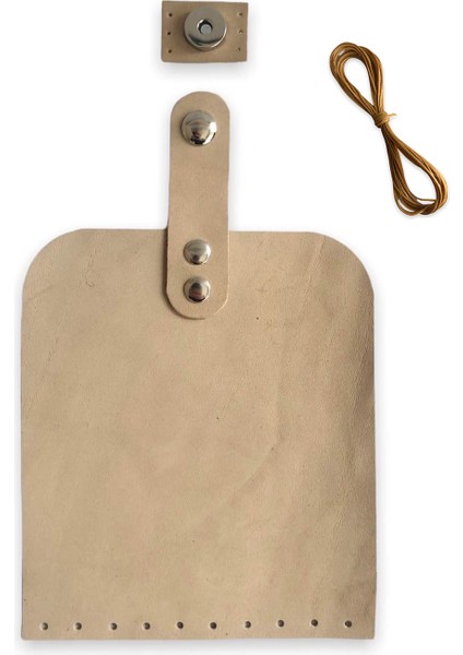 Deri Mıknatıslı Çanta Kapağı - Cep Telefonu Kapağı 14X12 cm Kemik