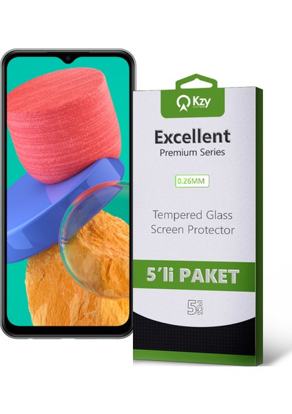 Samsung Galaxy M33 Temperli Ekran Koruyucu Kırılmaz Cam Ekonomik 5'li Paket