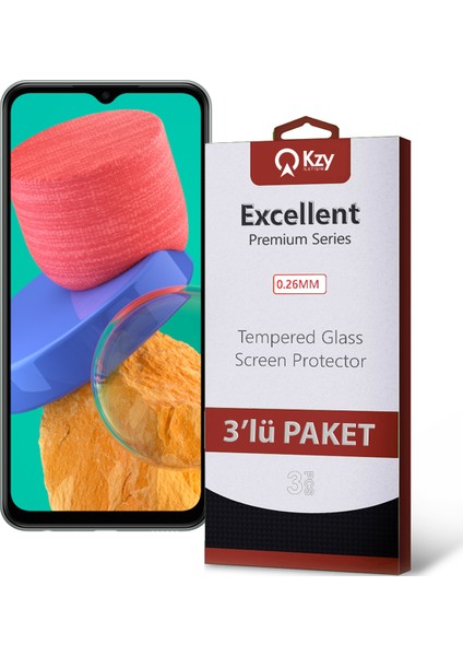 Samsung Galaxy M33 Temperli Ekran Koruyucu Kırılmaz Cam Ekonomik 3'lü Paket