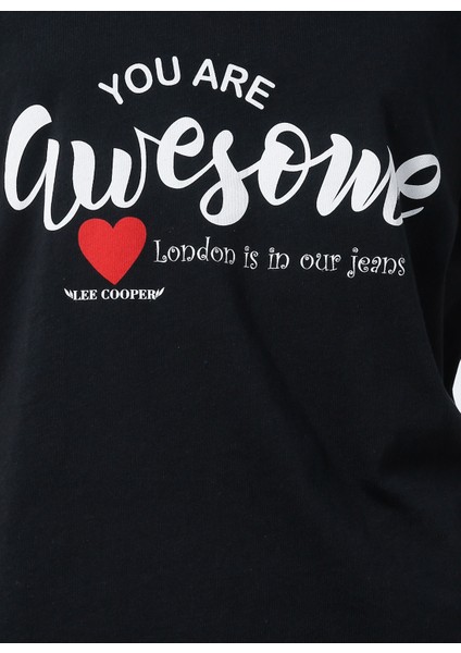 222 LCF 242010 Bisiklet Yaka Normal Kalıp Baskılı Siyah Kadın T-Shirt modelleri