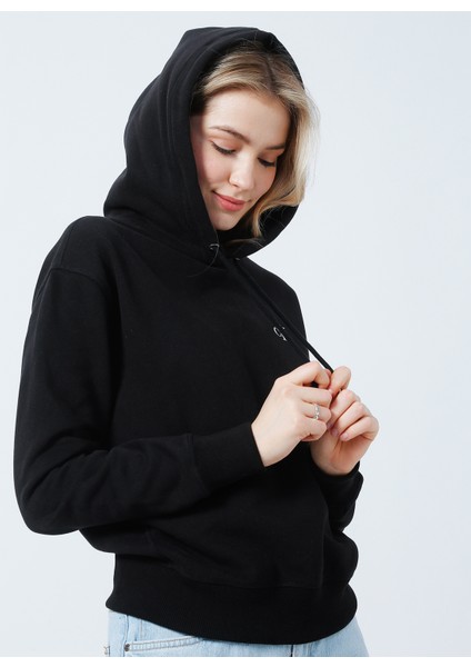 Kadın Pamuk Karışımı Kapüşonlu Sweatshirt