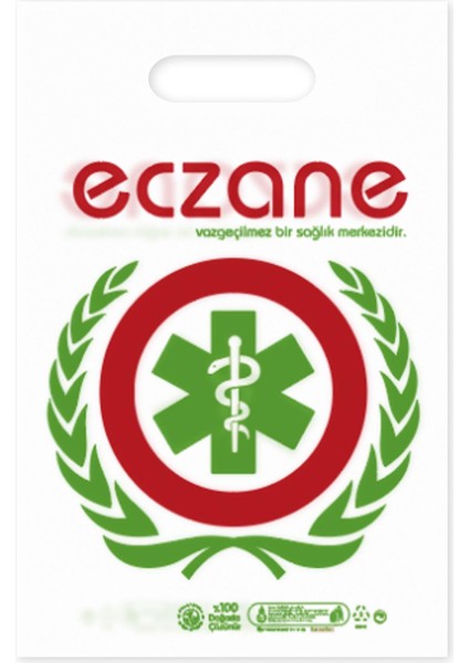 Elgeçme Eczane Poşeti (No:0) 20X30 cm (Tasarım 5) - 100 Adet