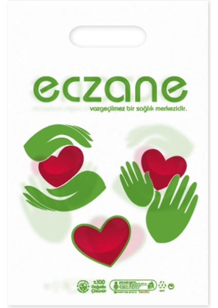 Elgeçme Eczane Poşeti (No:0) 20X30 cm (Tasarım 2) - 100 Adet