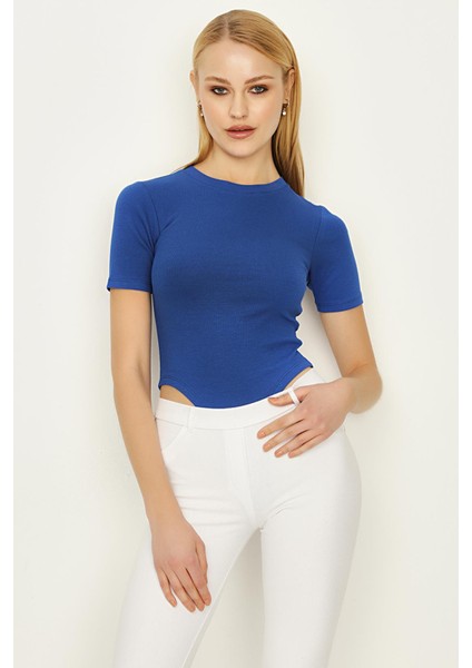 Kadın Kısa Kollu Kaşkorse Alttan Çıtçıtlı Body