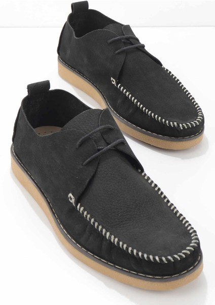 Siyah Nubuk Leather Erkek Casual Ayakkabı E018100777