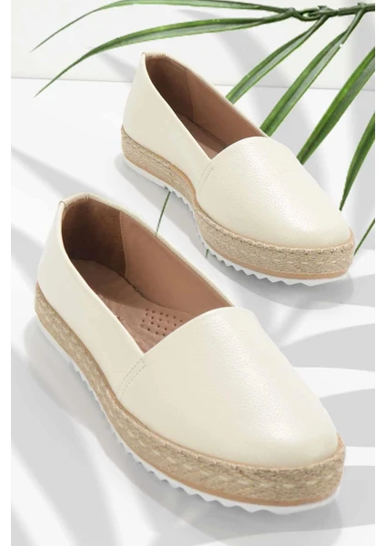 Bej Leather Kadın Espadril K015820218