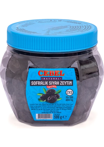 Siyah Zeytin   2xs  351-380 Kalibre 500 gr Pet