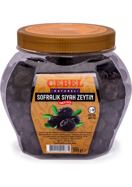 Siyah Zeytin   L-M 231-290 Kalibre 1000 gr Pet