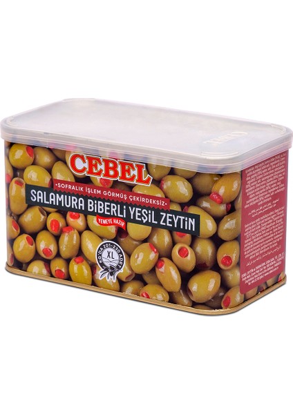 Yeşil Zeytin Biberli Xl 201-230 Kalibre 600 gr Tnk