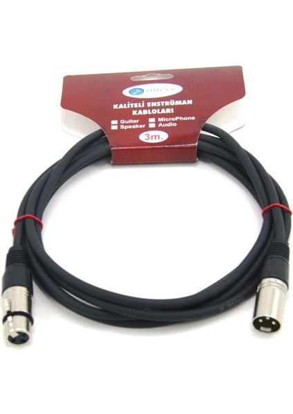 Imece Mmc3 Bk Mikrofon Kablosu 3 Metre Siyah