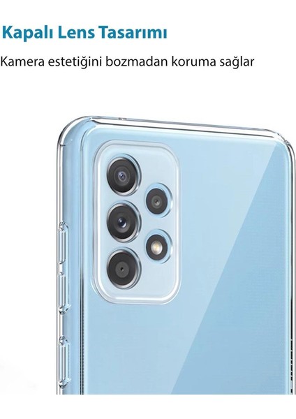 Samsung Galaxy A53 Kamera Korumalı Şeffaf Tıpalı Silikon Kılıf