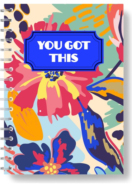Flora Collection-You Got This A5 14X20 Spiralli Çizgisiz Not Defteri