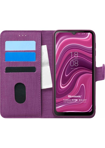 Reeder P13 Blue Plus 2022 Kılıf Fabric Book Wallet Mor
