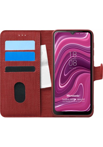 Reeder P13 Blue Plus 2022 Kılıf Fabric Book Wallet Kırmızı