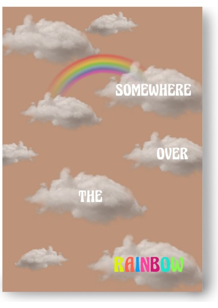 Somewhere Over The Rainbow A5 14X20 cm Tel Zımbalı Çizgisiz Not Defteri